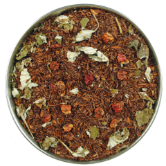 A rooibos tea with strawberry pieces and cream