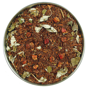 A rooibos tea with strawberry pieces and cream