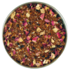 A rooibos tea blend with raspberries and rhubarb pieces