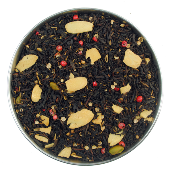 Aieral view of Pistachio Almond Black Tea by True Tea Company