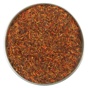 A rooibos tea with orange flavouring and safflowers
