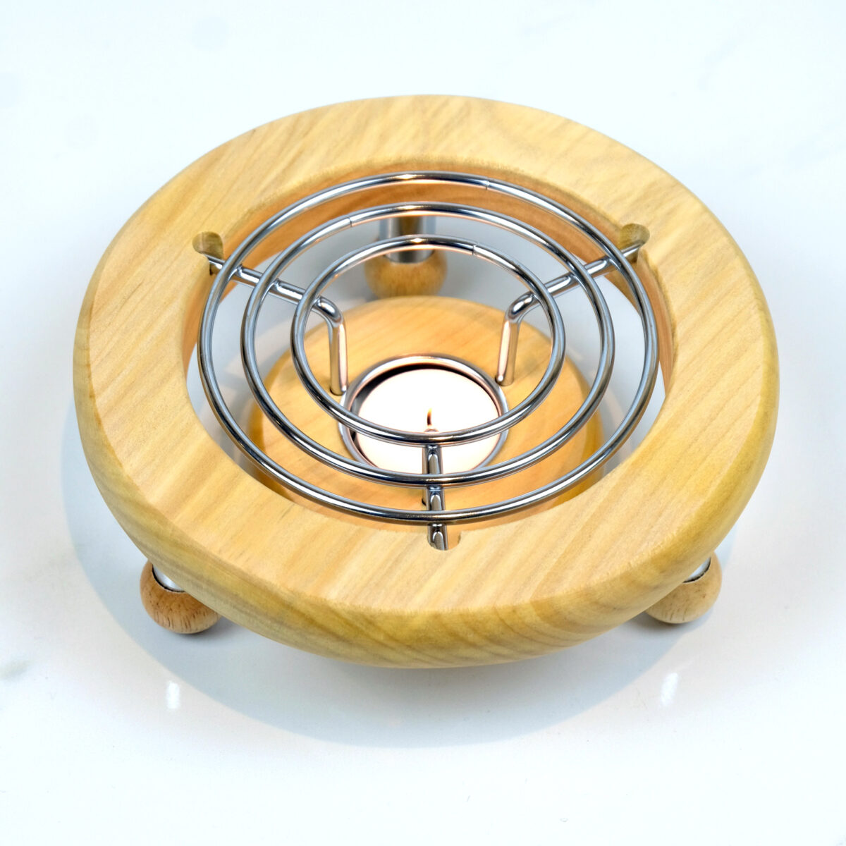 wooden candle light teapot warmer