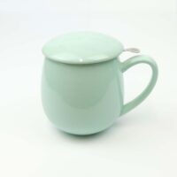 turquoise teacup with infuser
