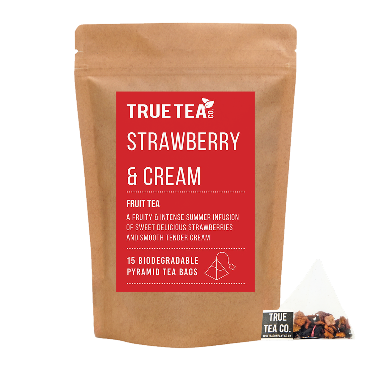 Strawberry & Cream Pyramid Tea Bags (Plastic Free) True Tea Co.