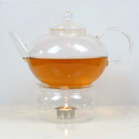 glass teapot warmer with pot