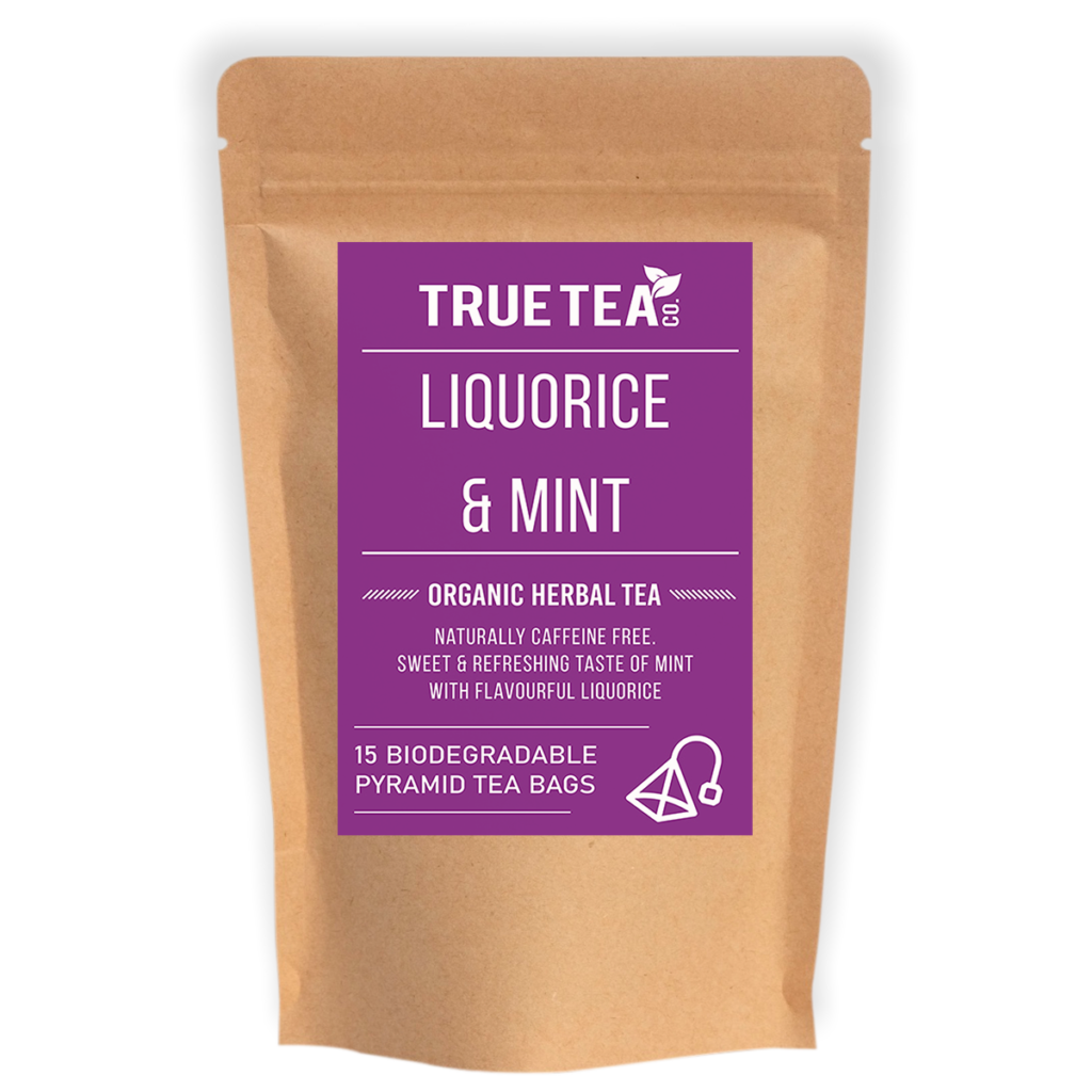 Liquorice and Mint Organic Pyramid Tea Bags (Plastic Free) True Tea Co.