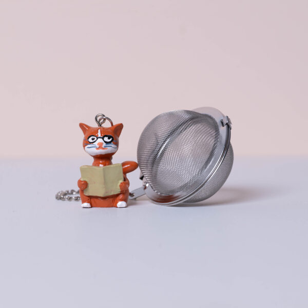 "Cat Book Lover" Stainless Steel Tea Ball (5cm)
