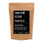 Assam Panitola Black Tea Retail Packet which consists of a brown kraft bag with a black label on the front.