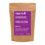 Ayurvedic Yoga Blend Herbal Tea in Kraft Packaging by True Tea Company. A Yoga Tea with a colour label.