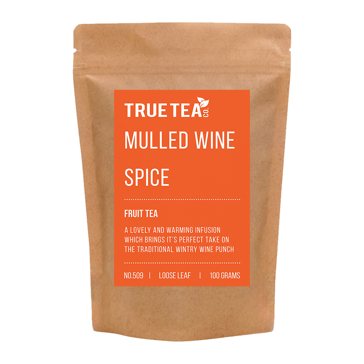 Mulled Wine Fruit Tea in a eco friendly kraft packet