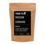 Russian Caravan Black Tea brown kraft retail packet with a black label on the front.