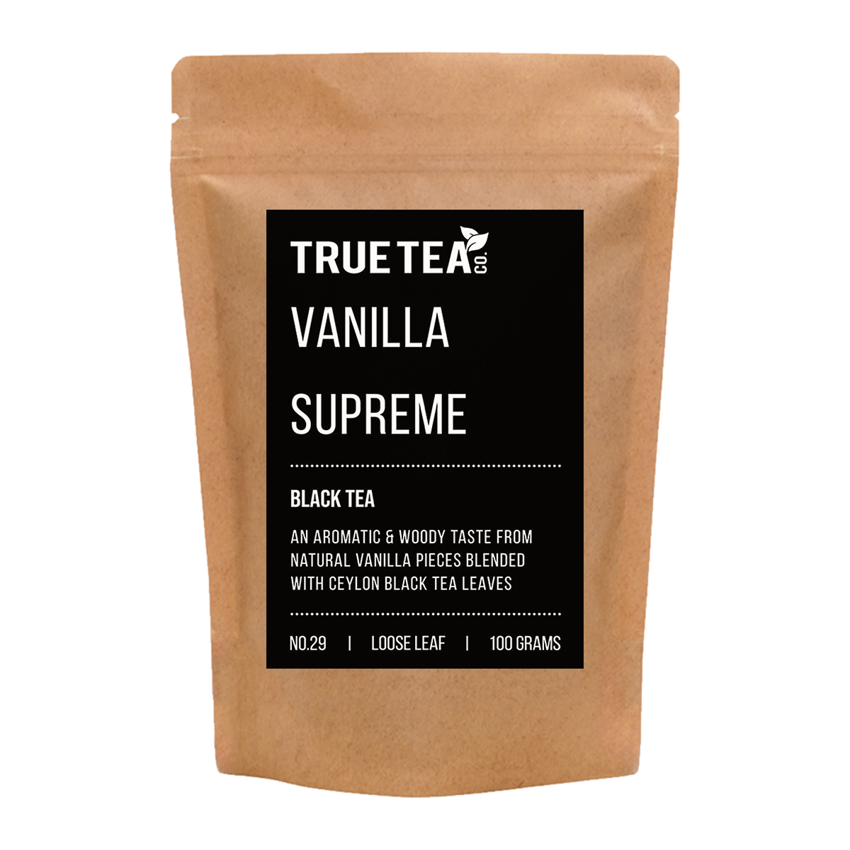 Vanilla Supreme Loose Leaf Black Tea in Kraft Packaging