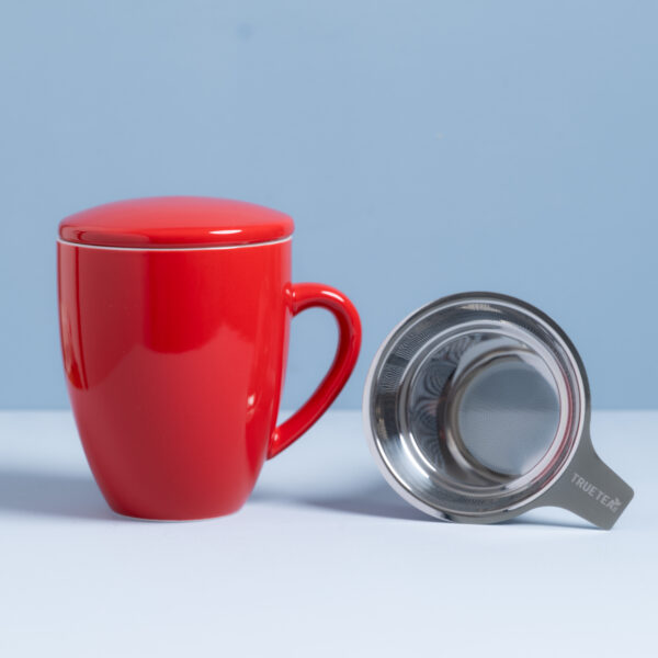 Ceramic Teacup with Infuser & Lid (350ml) - Red