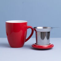 red tea cup infuser lid