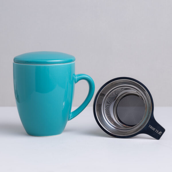 Ceramic Teacup with Infuser & Lid (350ml) - Turquoise